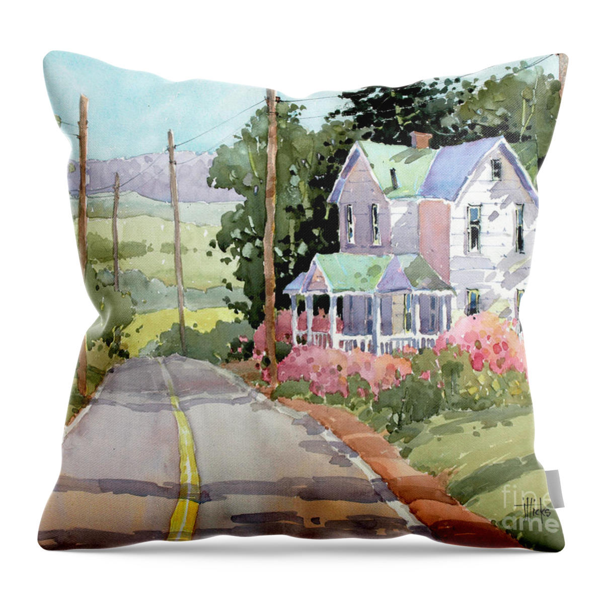 Pennsylvania Throw Pillow featuring the painting Laurel Mountain Highlands Farm by Joyce Hicks