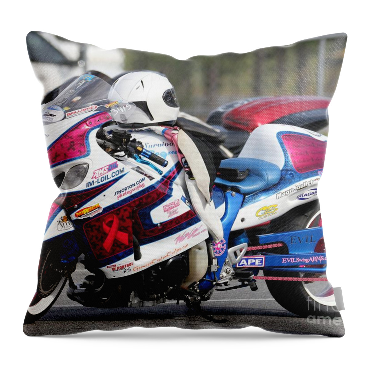 Motorcycle Throw Pillow featuring the photograph Lea Martinez 2015 #1 by Jack Norton