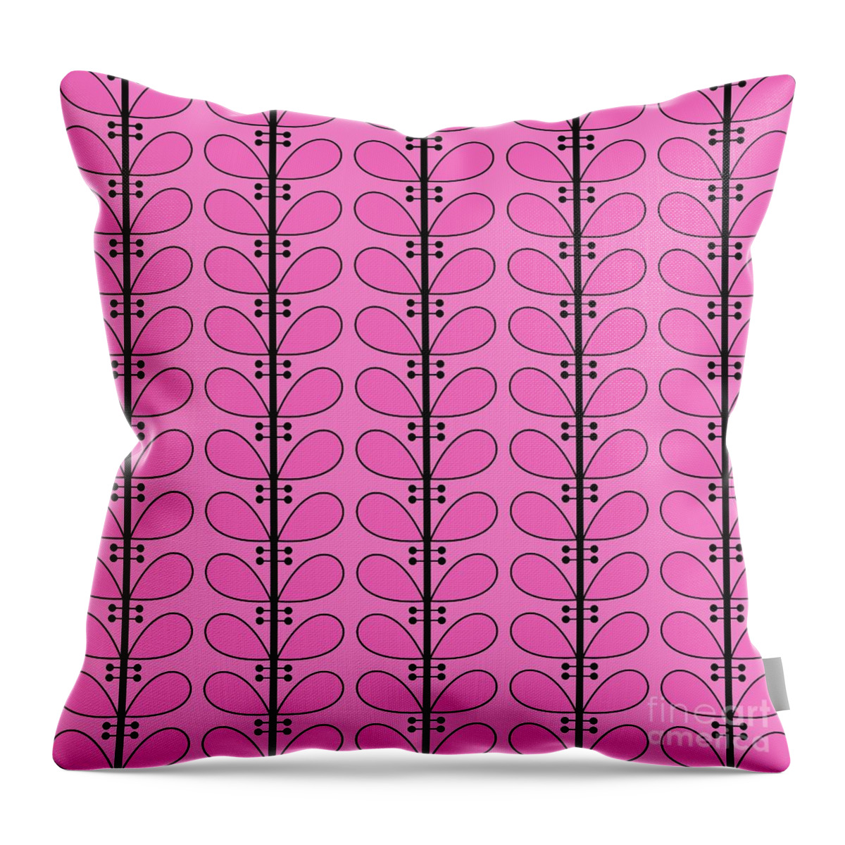  Throw Pillow featuring the digital art Leaves in Pink by Donna Mibus
