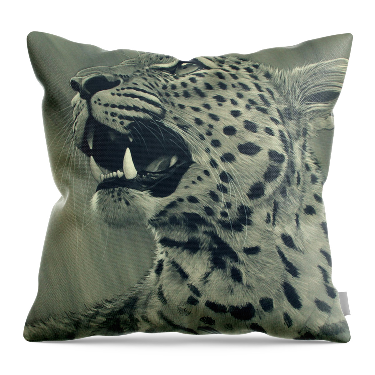 Leopard Throw Pillow featuring the digital art Leopard Portrait #1 by Aaron Blaise