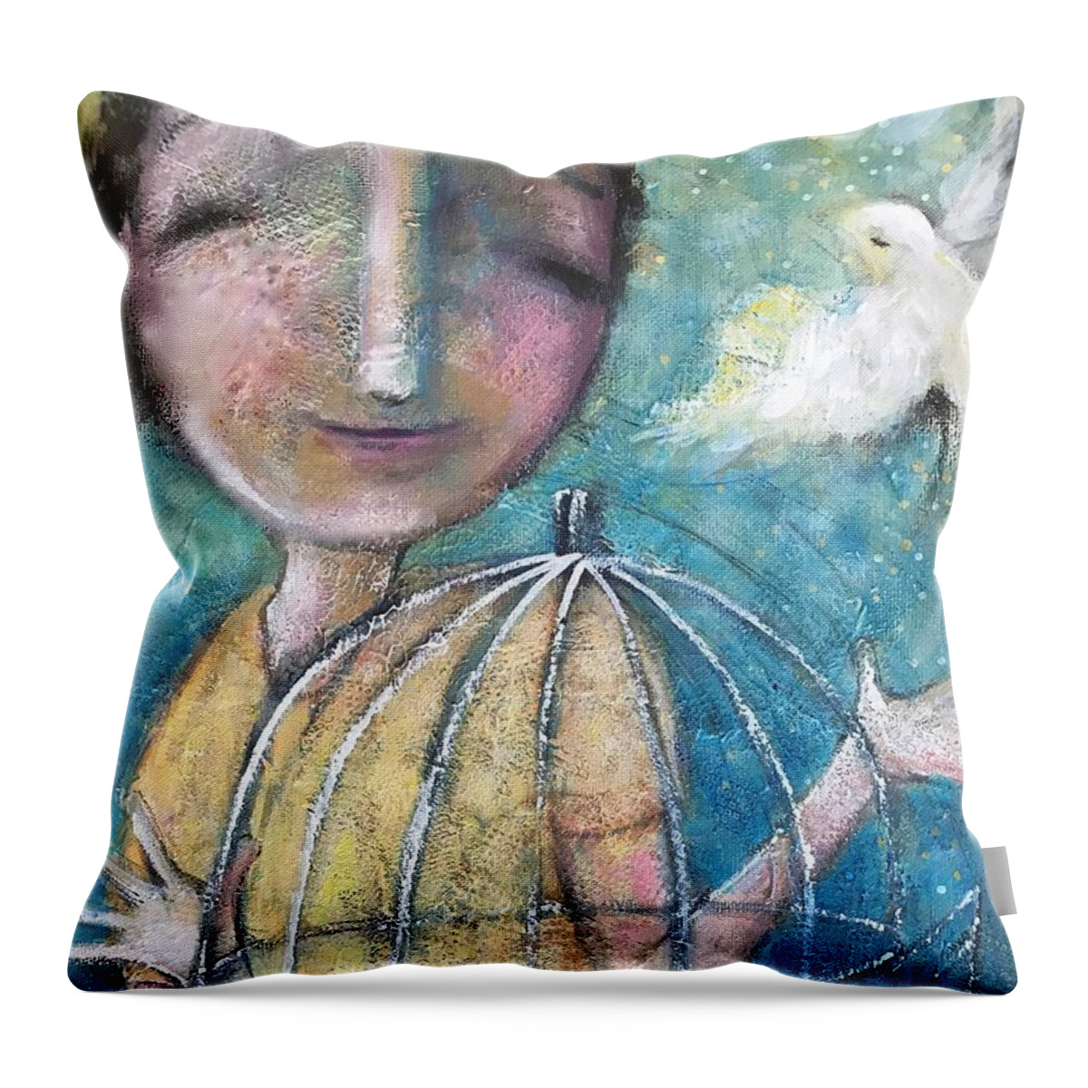 Girl Throw Pillow featuring the mixed media Let it Go by Eleatta Diver