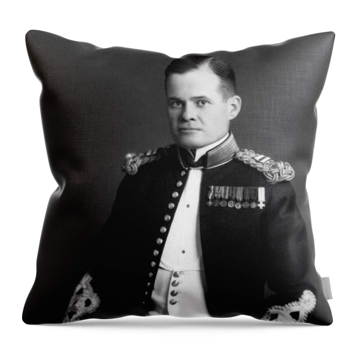 Marine Corps Throw Pillow featuring the photograph Lewis Chesty Puller - Two by War Is Hell Store