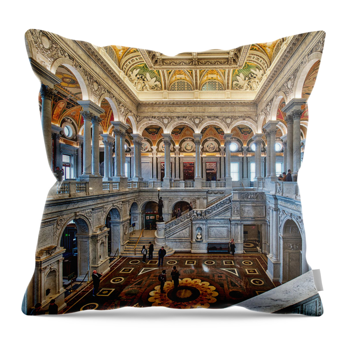 Great Hall Throw Pillow featuring the photograph Library of Congress #1 by Farol Tomson