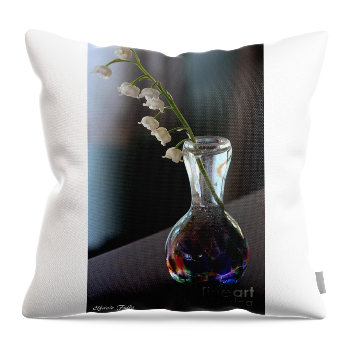 Vase Throw Pillow featuring the photograph Lily of the Valley #1 by Elfriede Fulda