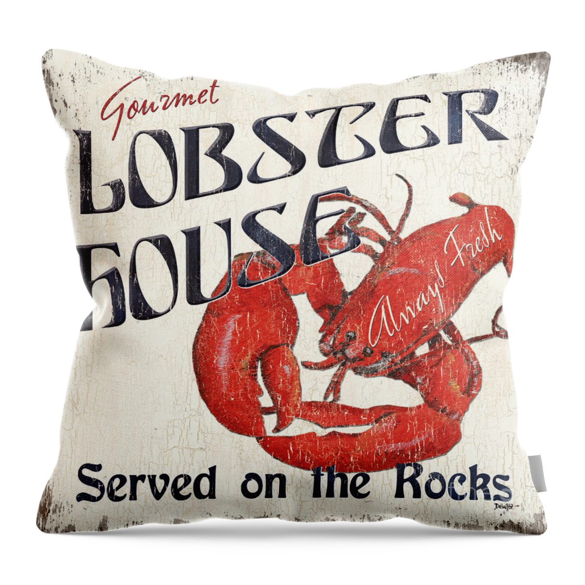 Lobster Throw Pillow featuring the painting Lobster House #2 by Debbie DeWitt
