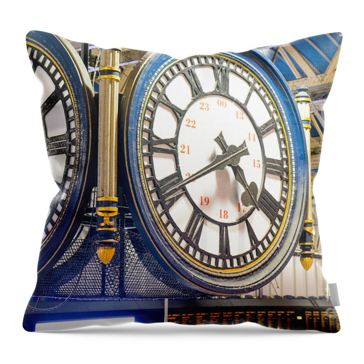 2015 Throw Pillow featuring the photograph London Waterloo Station Clock #1 by Martin Berry