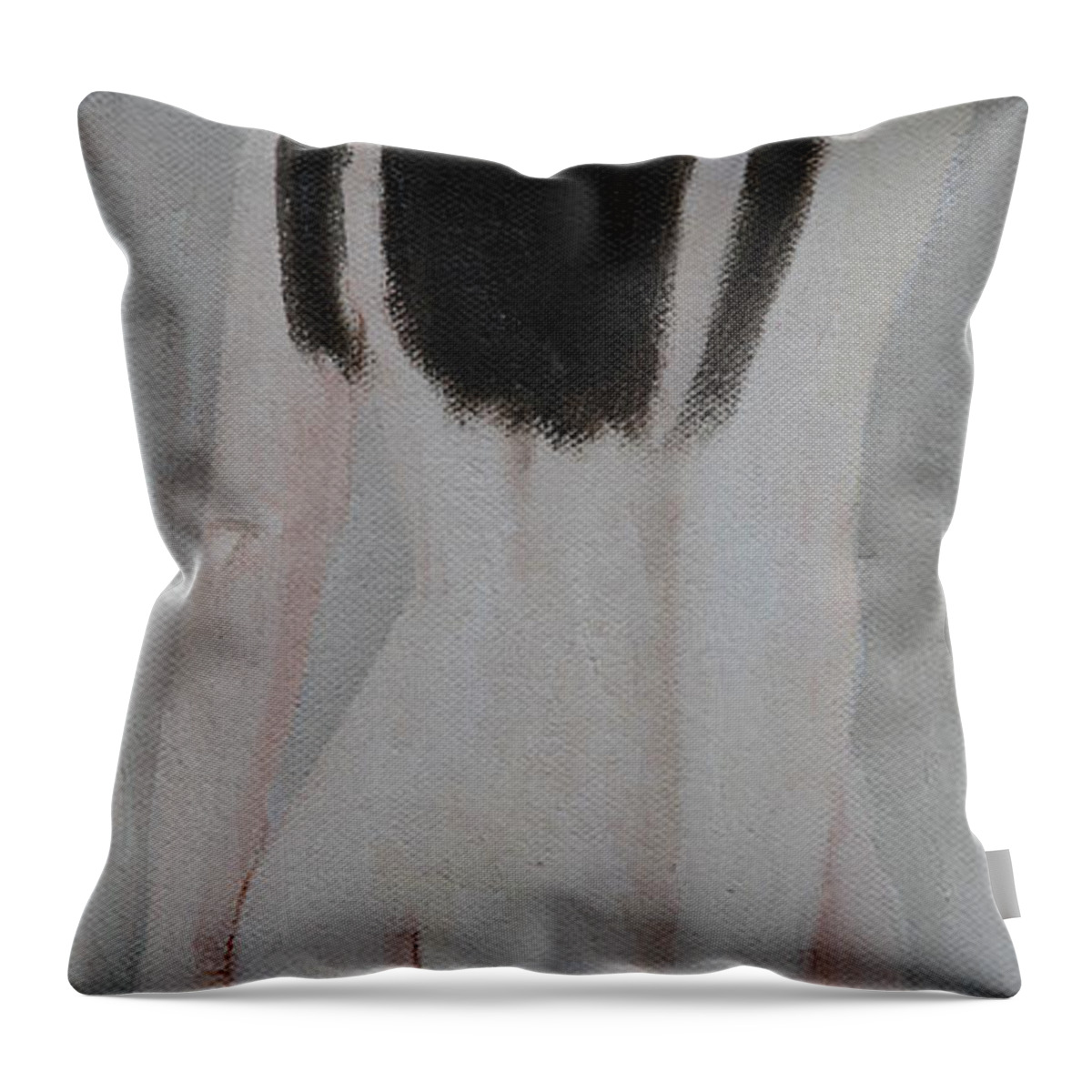 Nude Throw Pillow featuring the painting Long Hair #1 by Masami IIDA