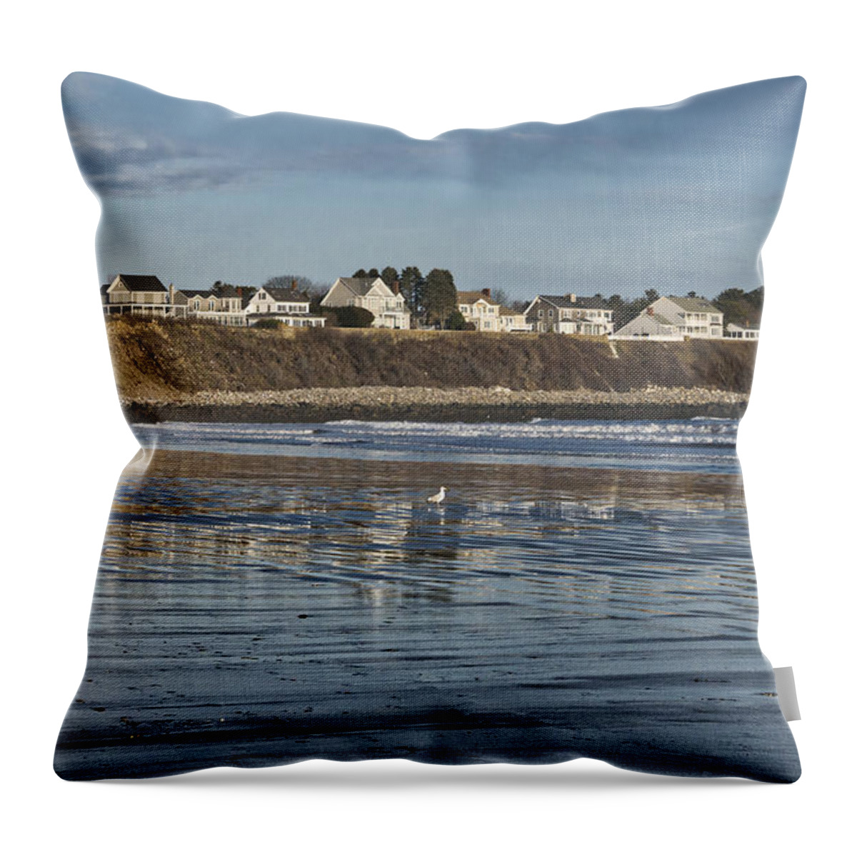 Atlantic Throw Pillow featuring the photograph Long Sands Beach - York - Maine #1 by Steven Ralser