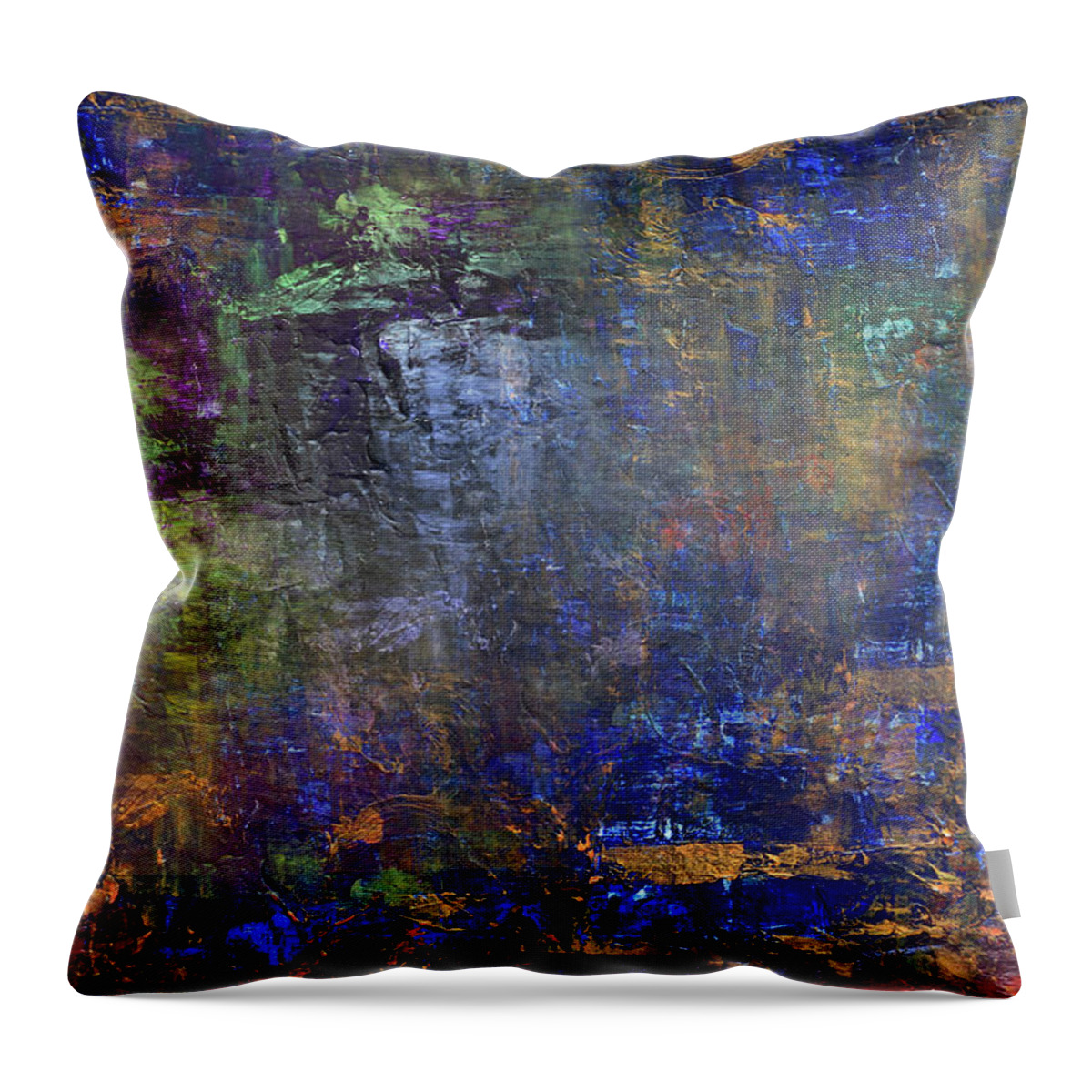Blue Throw Pillow featuring the mixed media Lost Lake #1 by Davina Nicholas