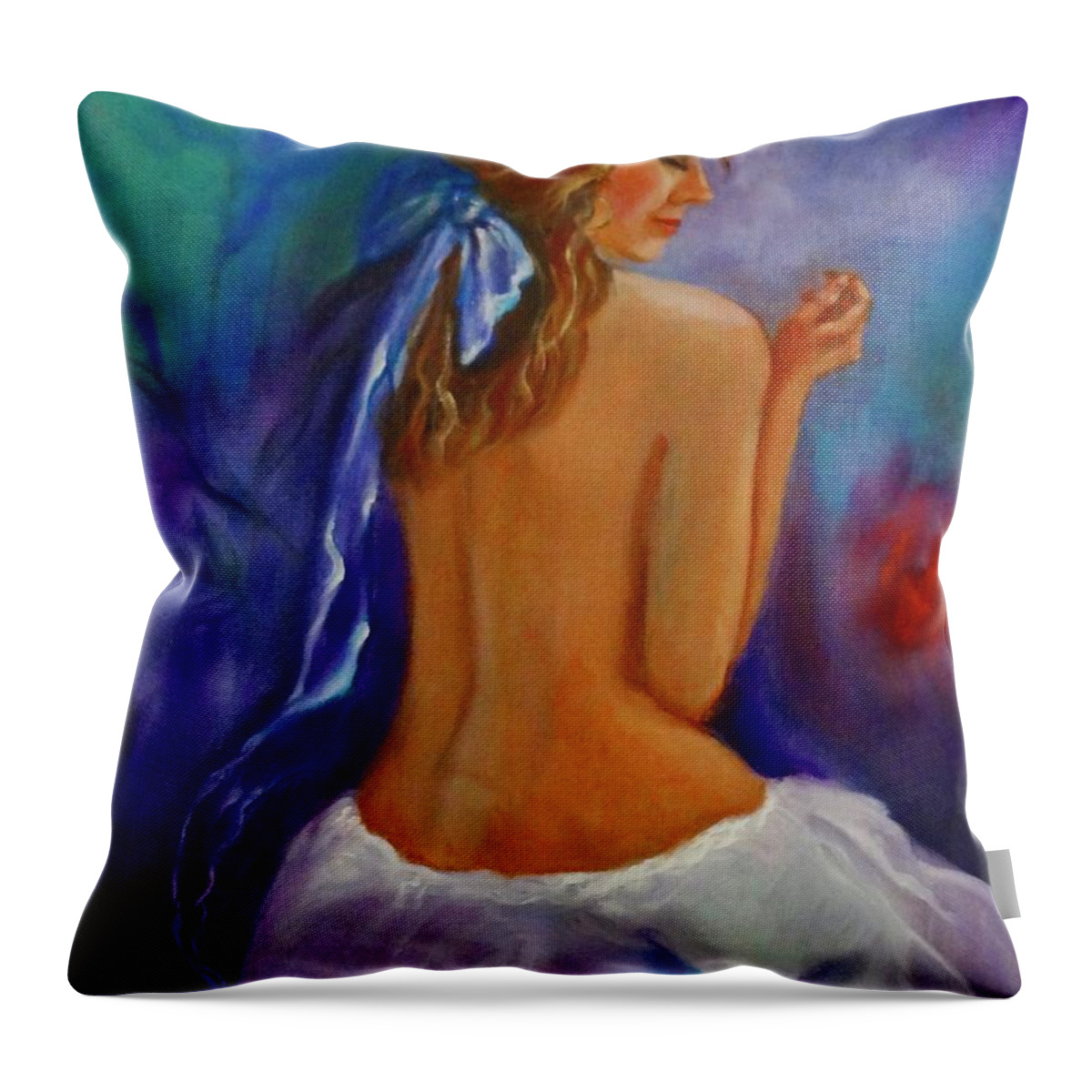 Erotic Lady Throw Pillow featuring the painting Lovely Daughter  by Jenny Lee