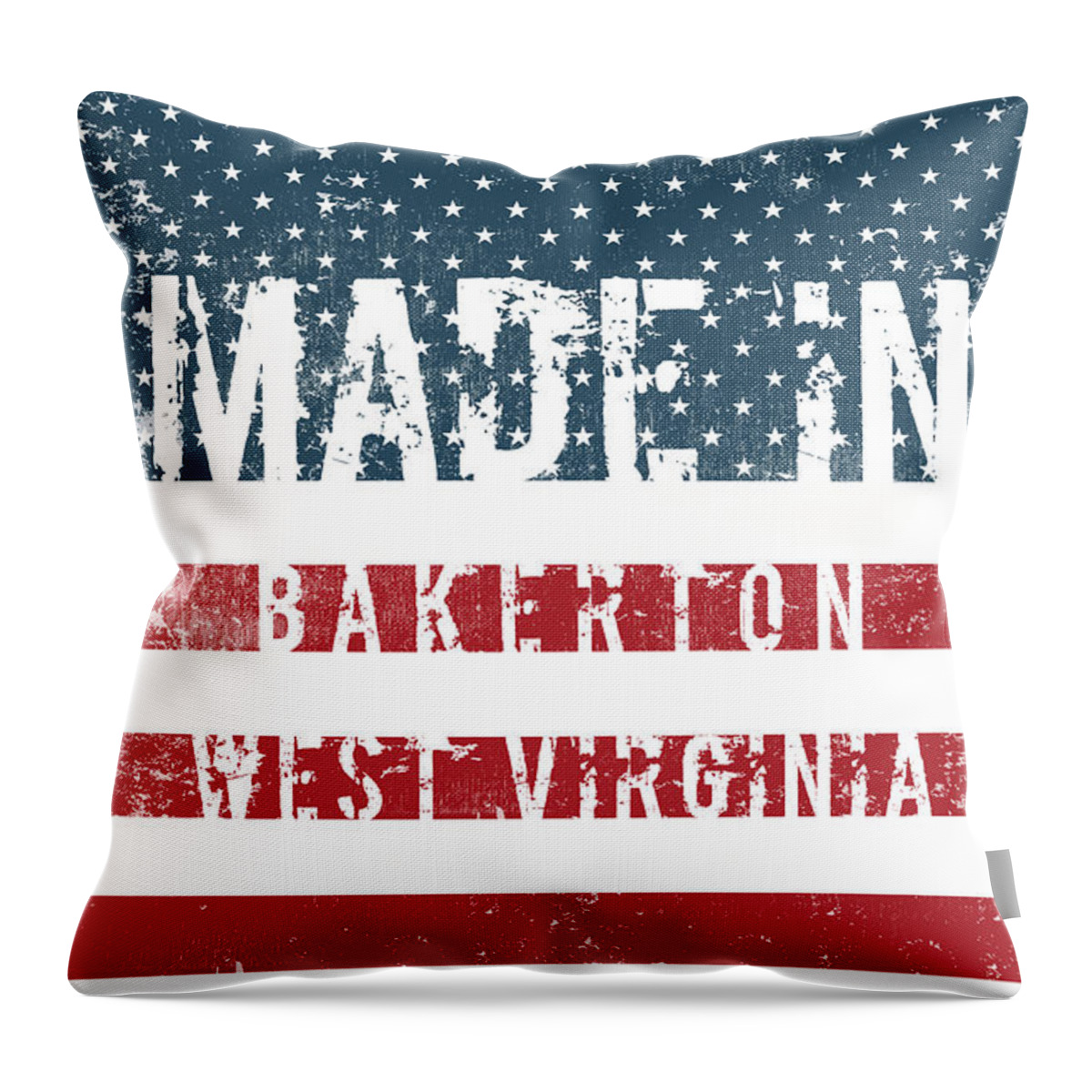 Bakerton Throw Pillow featuring the digital art Made in Bakerton, West Virginia #1 by Tinto Designs