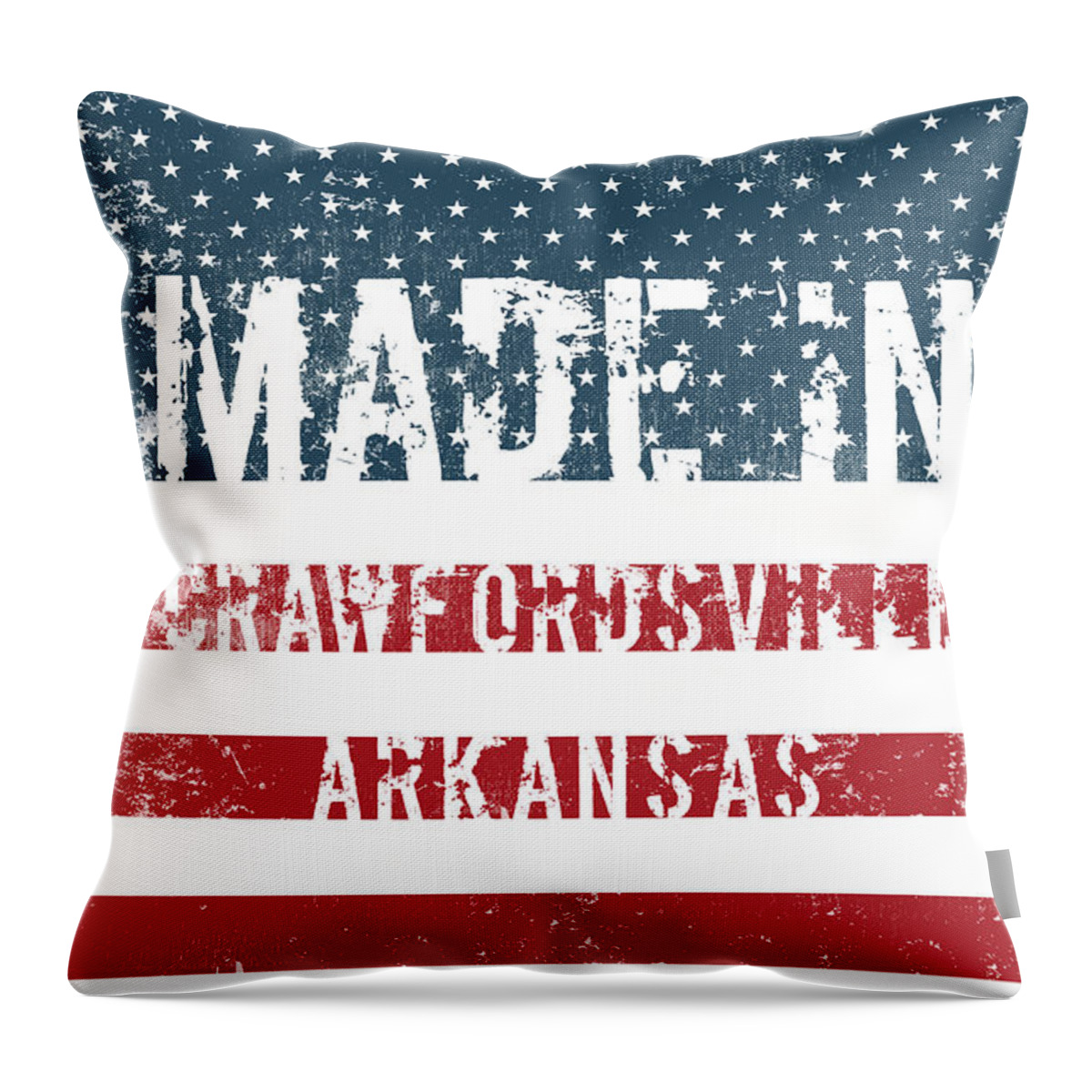 Made Throw Pillow featuring the digital art Made in Crawfordsville, Arkansas #1 by Tinto Designs