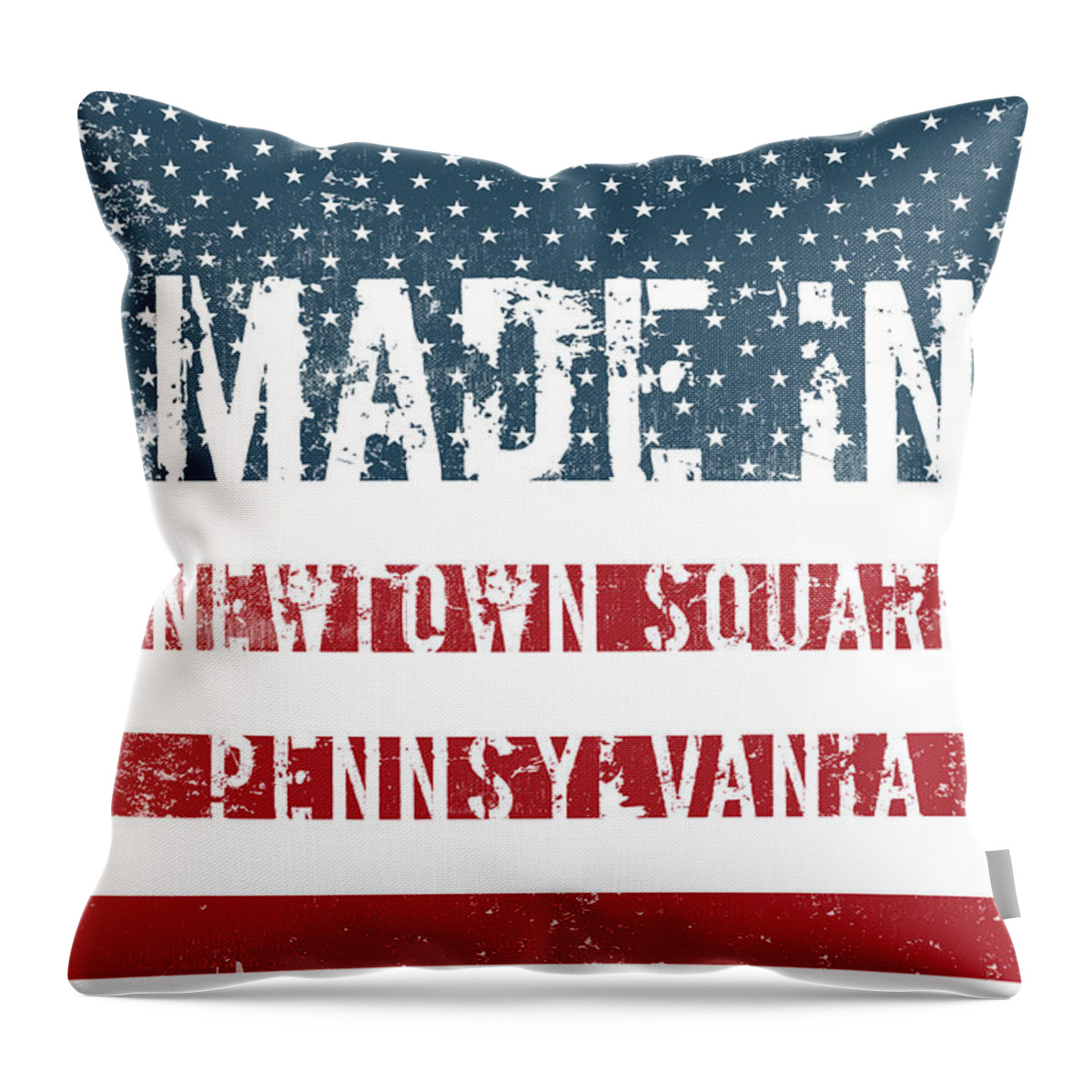 Made Throw Pillow featuring the digital art Made in Newtown Square, Pennsylvania #1 by Tinto Designs