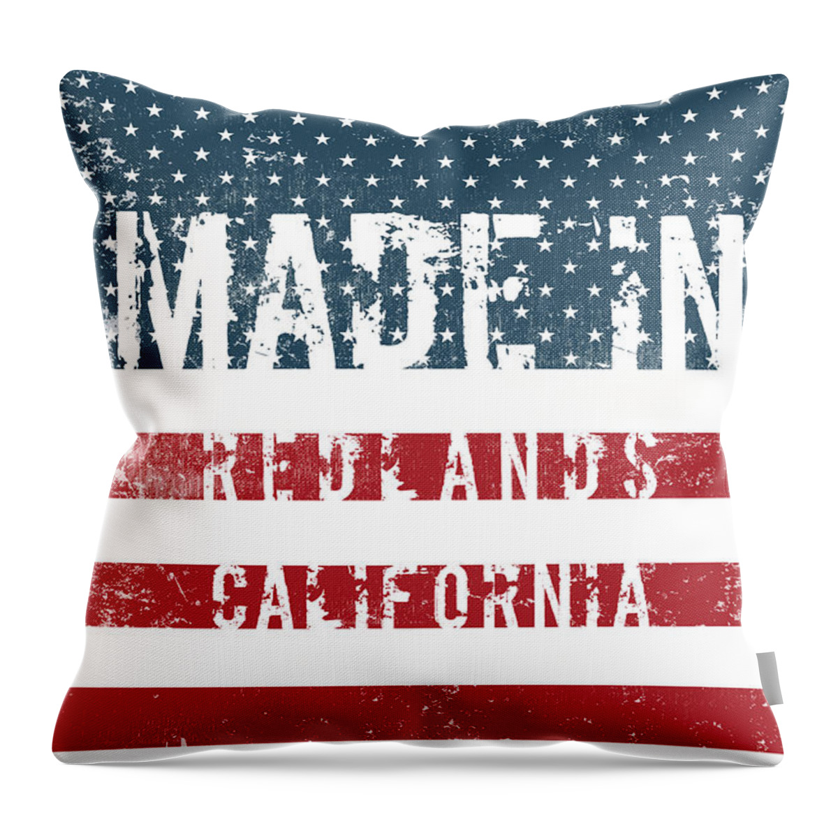 Redlands Throw Pillow featuring the digital art Made in Redlands, California #1 by Tinto Designs