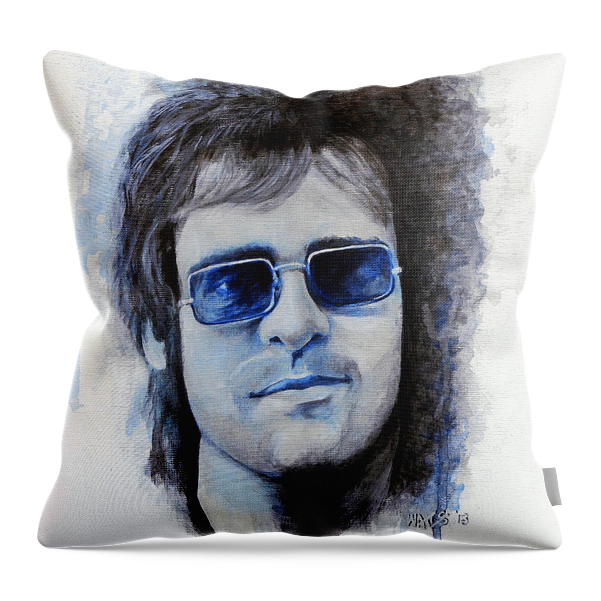 Elton John Throw Pillow featuring the painting Madman Across The Water #1 by William Walts