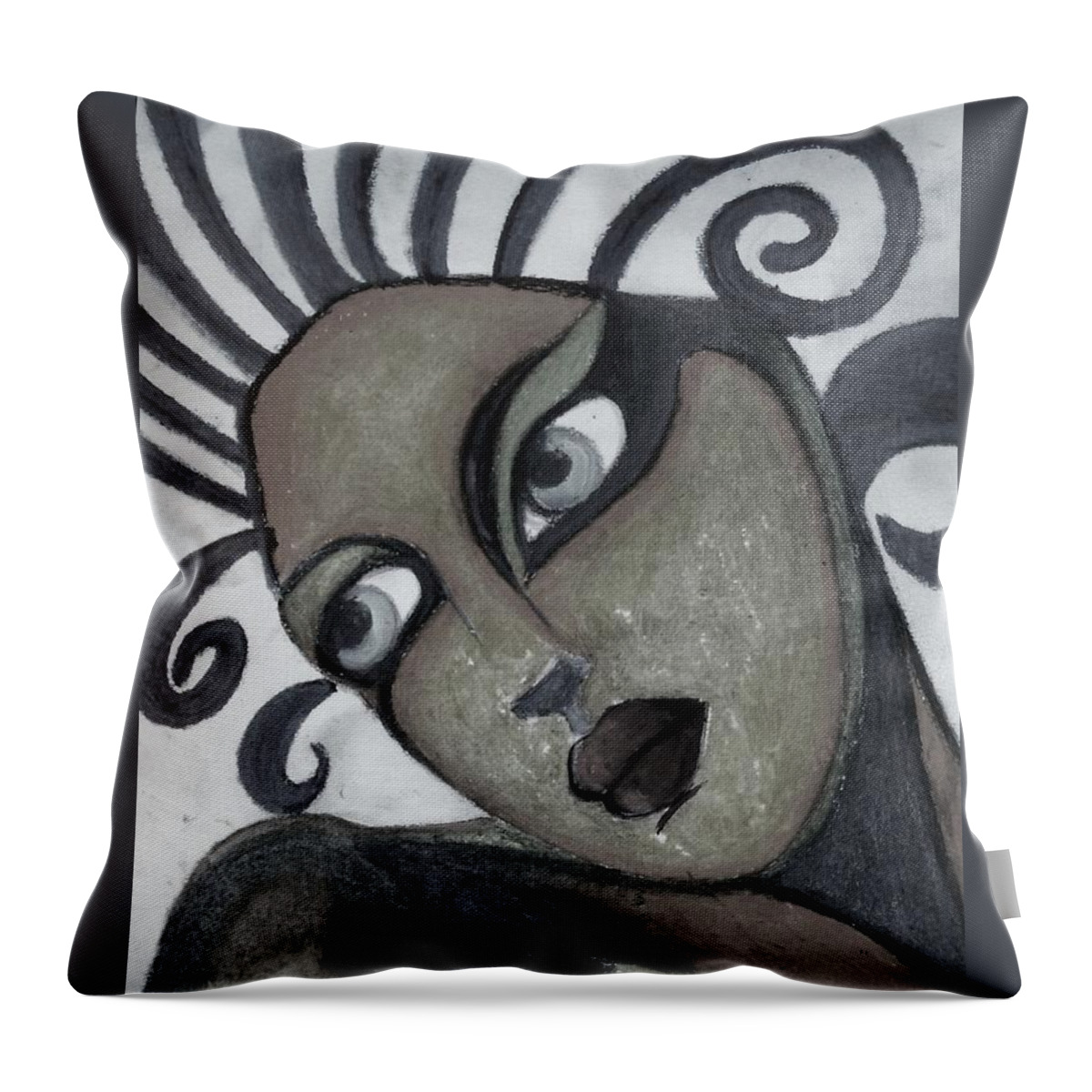 Portrait Throw Pillow featuring the painting The Look of Love by Vesna Antic