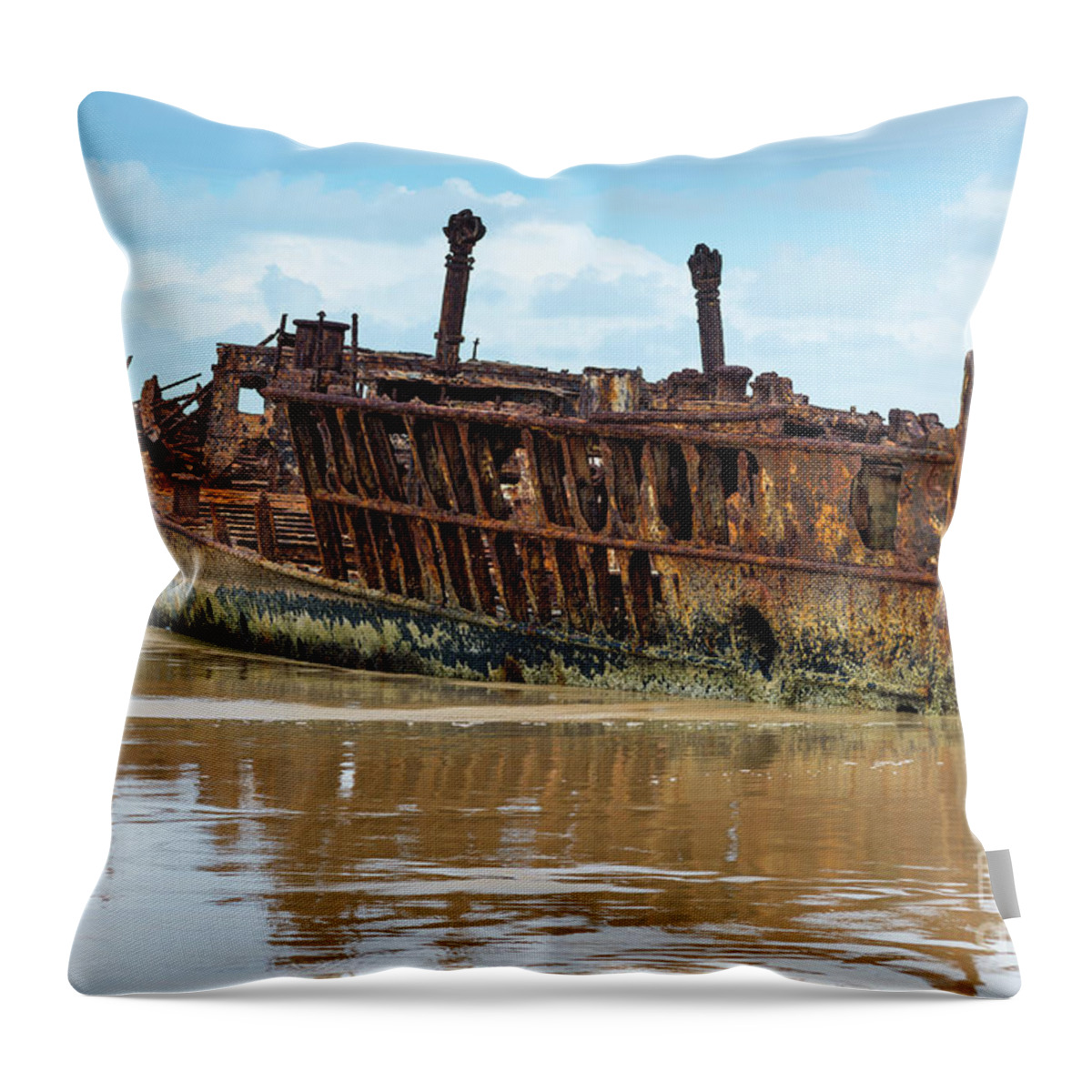 2017 Throw Pillow featuring the photograph Maheno Shipwreck #1 by Andrew Michael