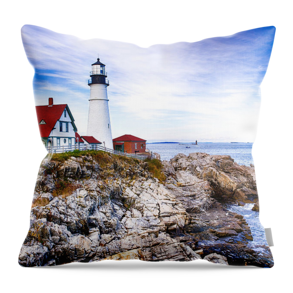 Maine Throw Pillow featuring the photograph Maine Lighthouse #1 by John Daly
