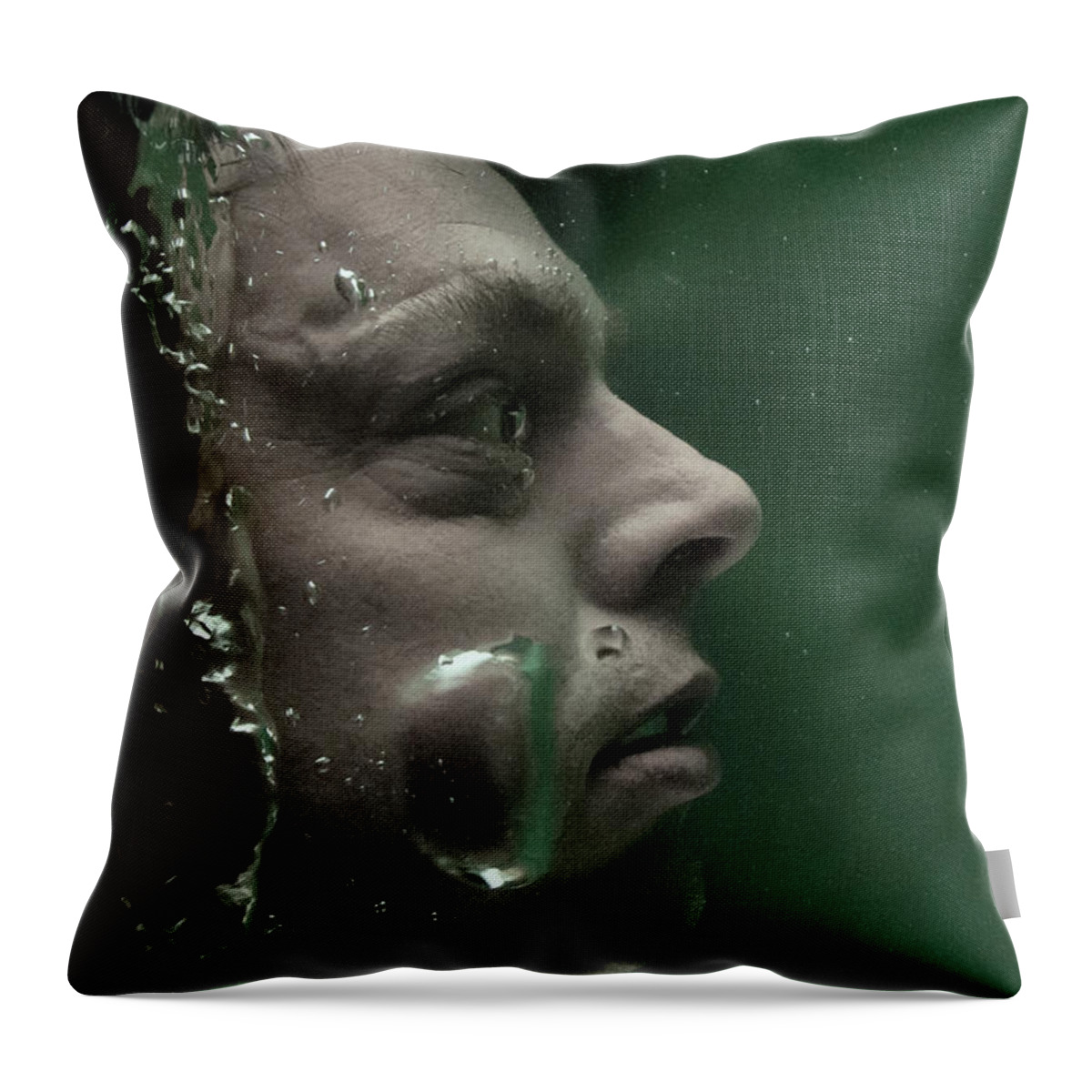 Man Throw Pillow featuring the photograph Man underwater two by Clayton Bastiani