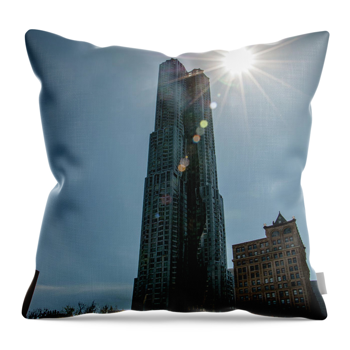 New York City Throw Pillow featuring the photograph Manhattan Skyscraper #1 by Teresa Wilson