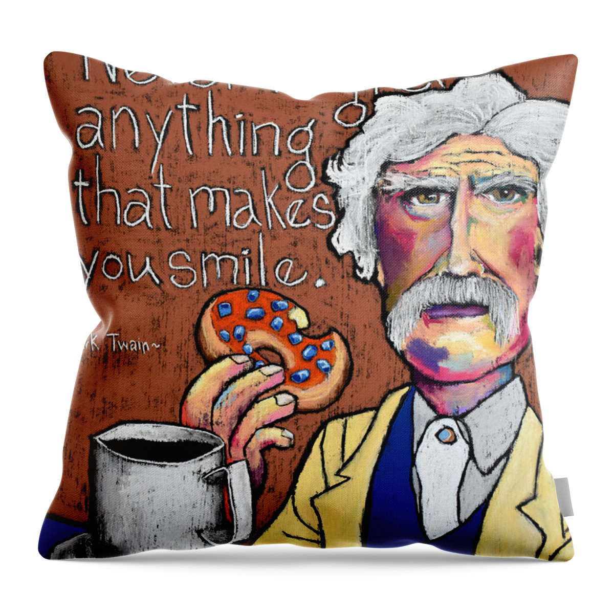 Mark Throw Pillow featuring the painting M. Twain by David Hinds