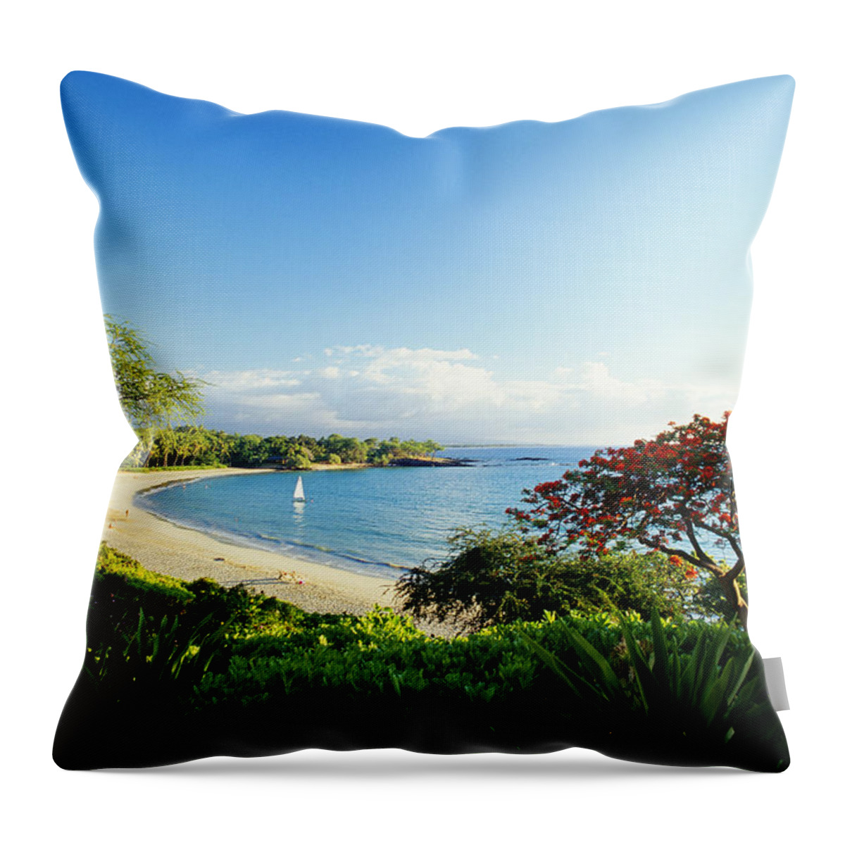 Afternoon Throw Pillow featuring the photograph Mauna Kea Beach #1 by Peter French - Printscapes