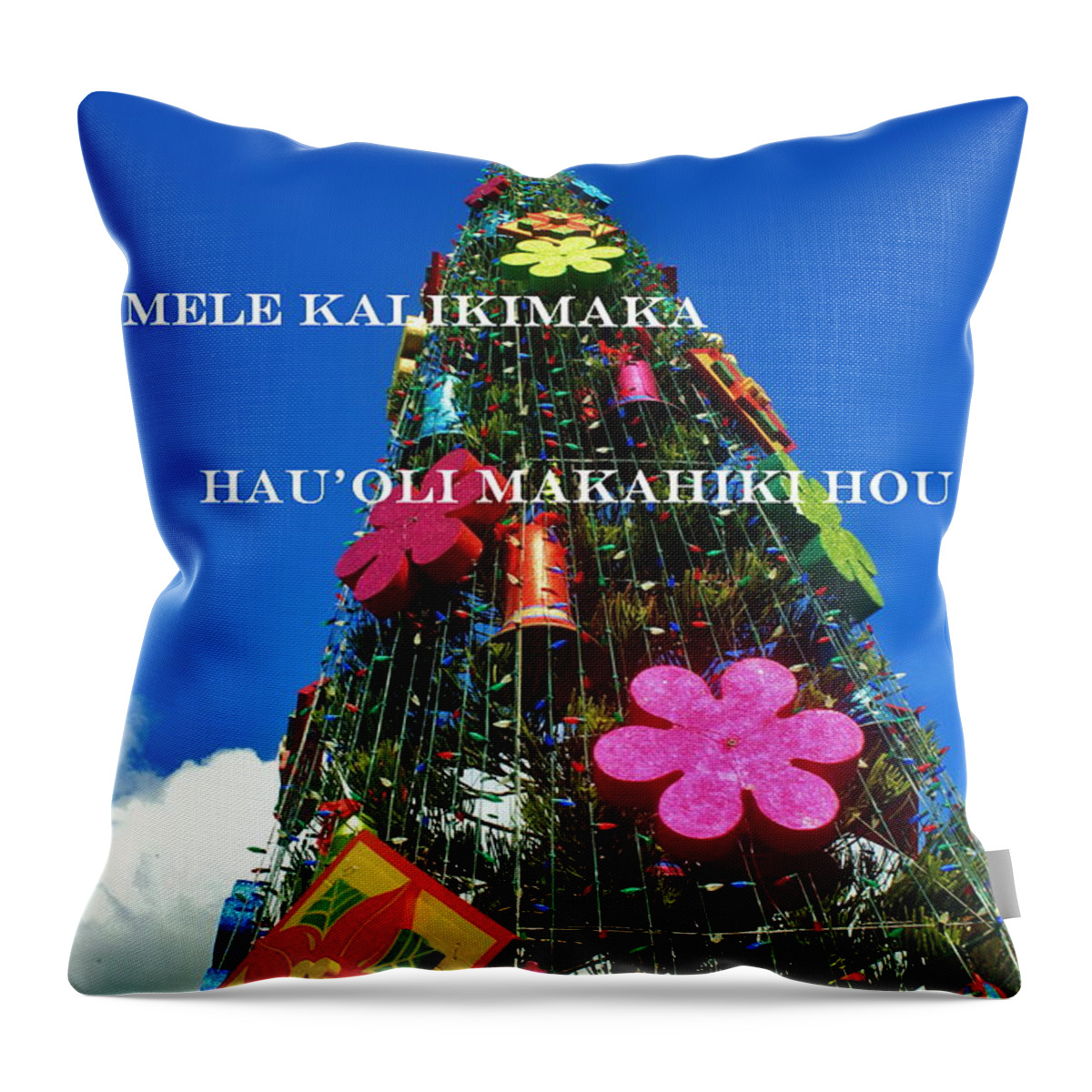 Merry Christmas And Happy New Year In Hawaiian Throw Pillow featuring the photograph Merry Christmas Happy New Year Hawaiian #2 by Craig Wood