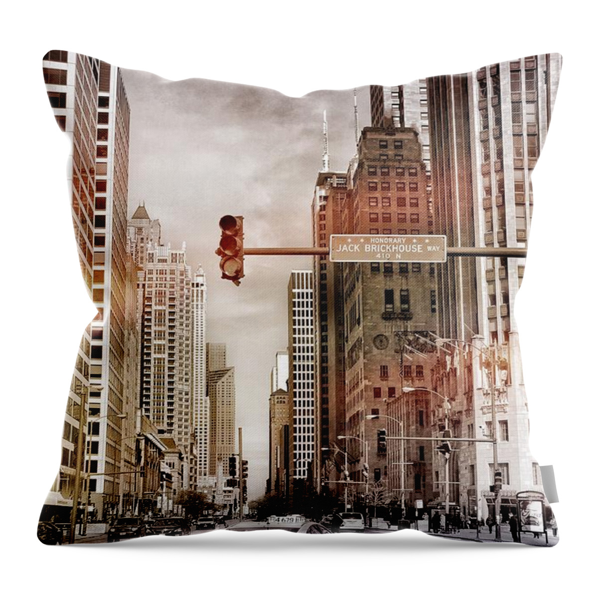 Michigan Ave Throw Pillow featuring the photograph Michigan Ave - Chicago #1 by Jackson Pearson