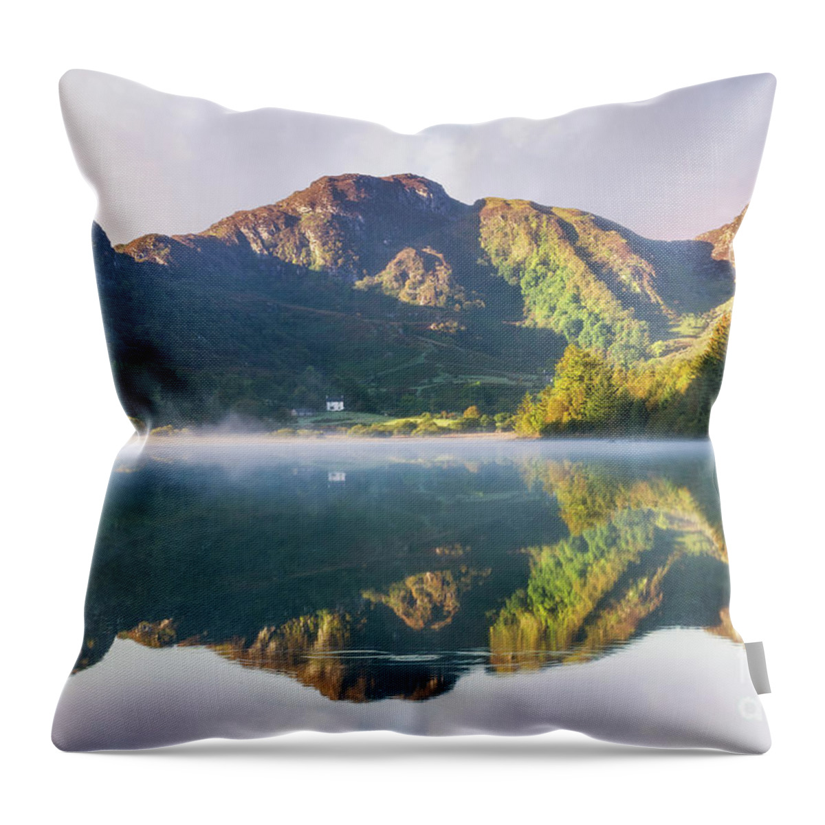 Snowdonia Throw Pillow featuring the photograph Misty Dawn Lake #1 by Ian Mitchell