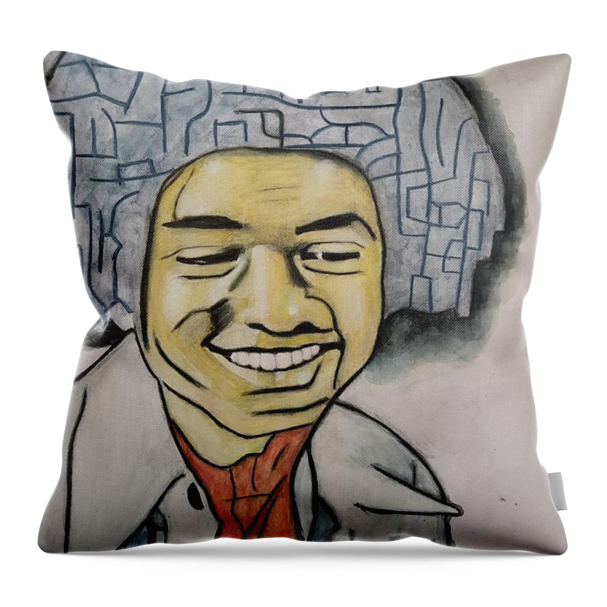 Michael Jackson Throw Pillow featuring the drawing MJ #1 by Cassy Allsworth