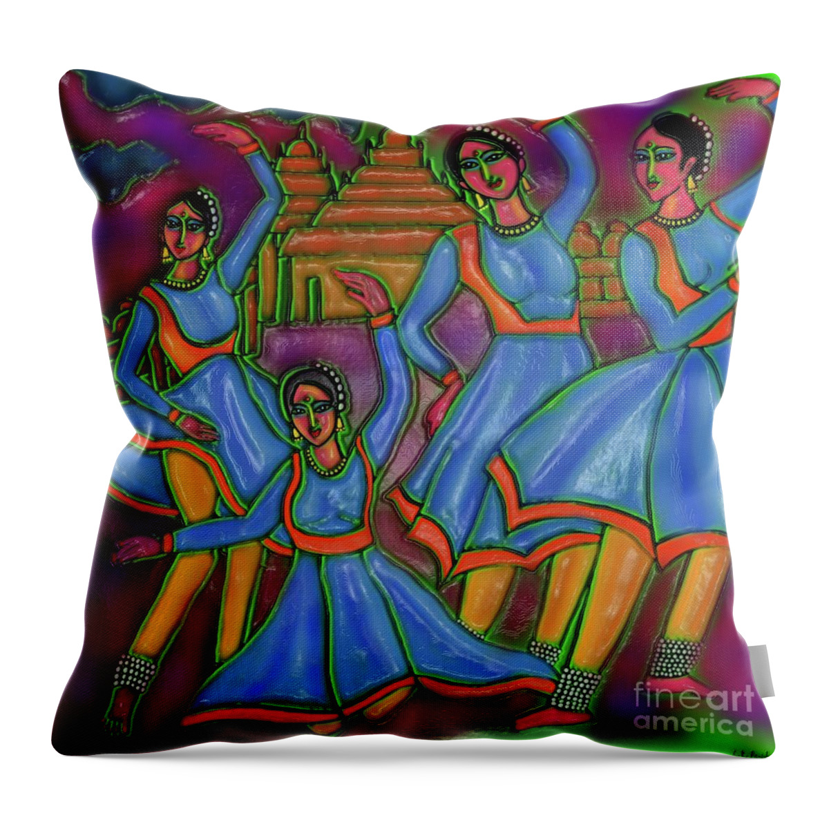 Monsoon Painting Throw Pillow featuring the digital art Monsoon Ragas by Latha Gokuldas Panicker