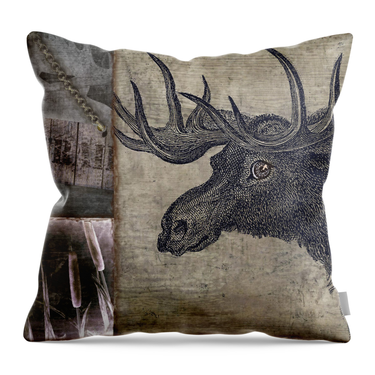 Moose Throw Pillow featuring the painting Moose Trail #1 by Mindy Sommers