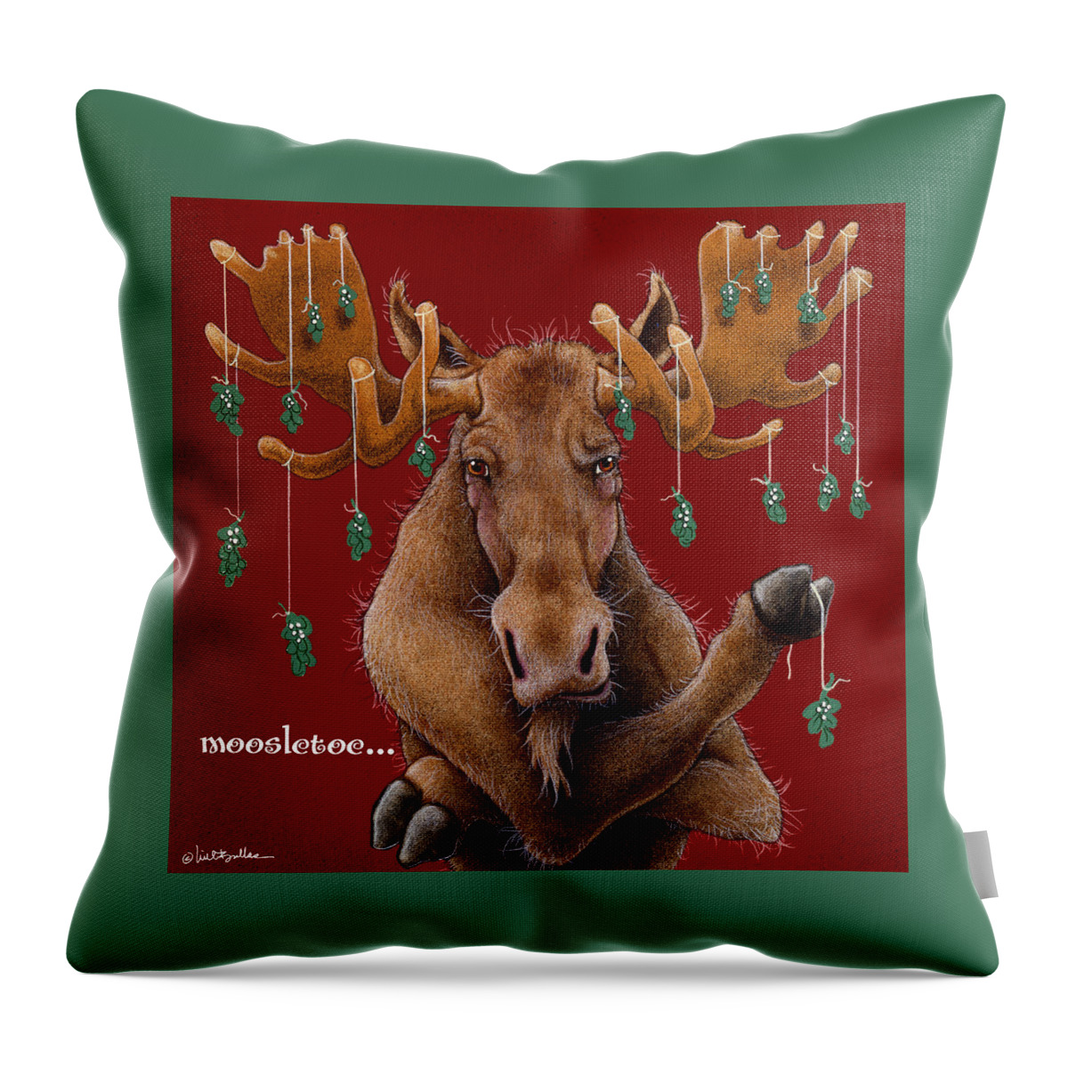 Will Bullas Throw Pillow featuring the painting Moosletoe... #1 by Will Bullas
