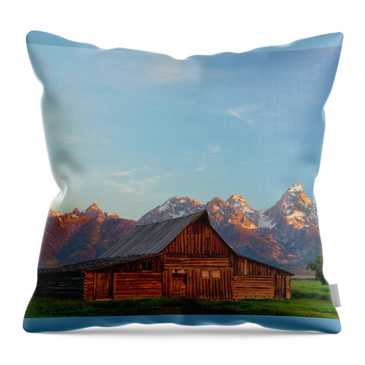 Tetons Throw Pillow featuring the photograph Mormon Row Sunrise #1 by Nancy Dunivin