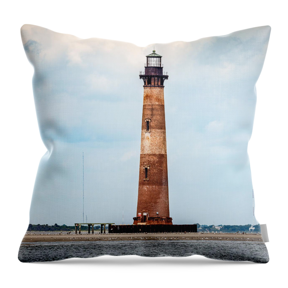 Architecture Throw Pillow featuring the photograph Morris Island Lighthouse #1 by Doug Long