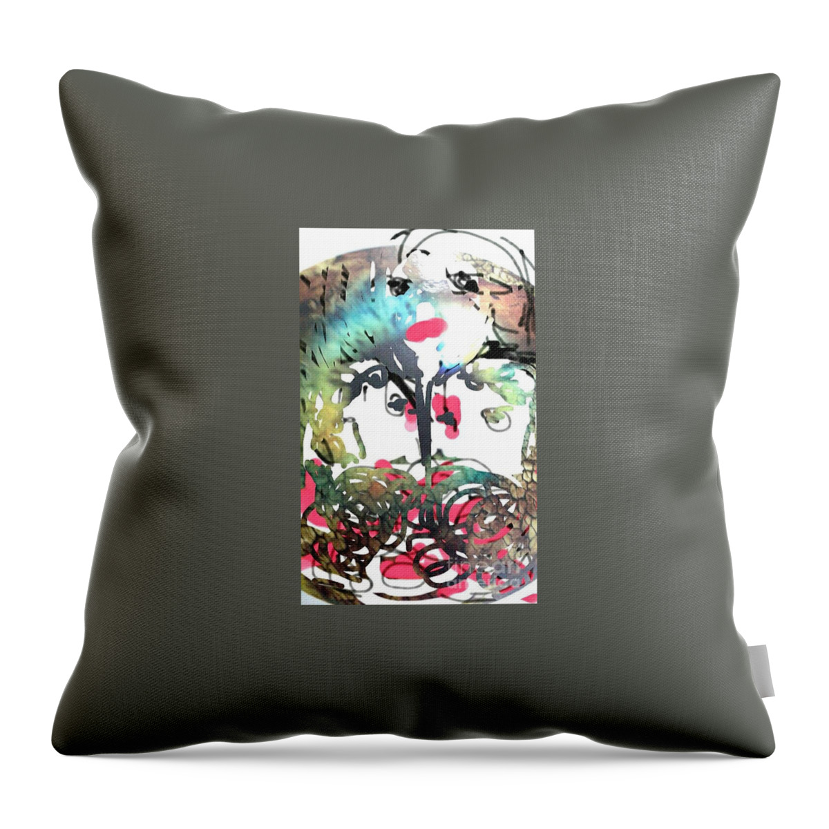 Abstract Throw Pillow featuring the painting Mother #1 by Subrata Bose