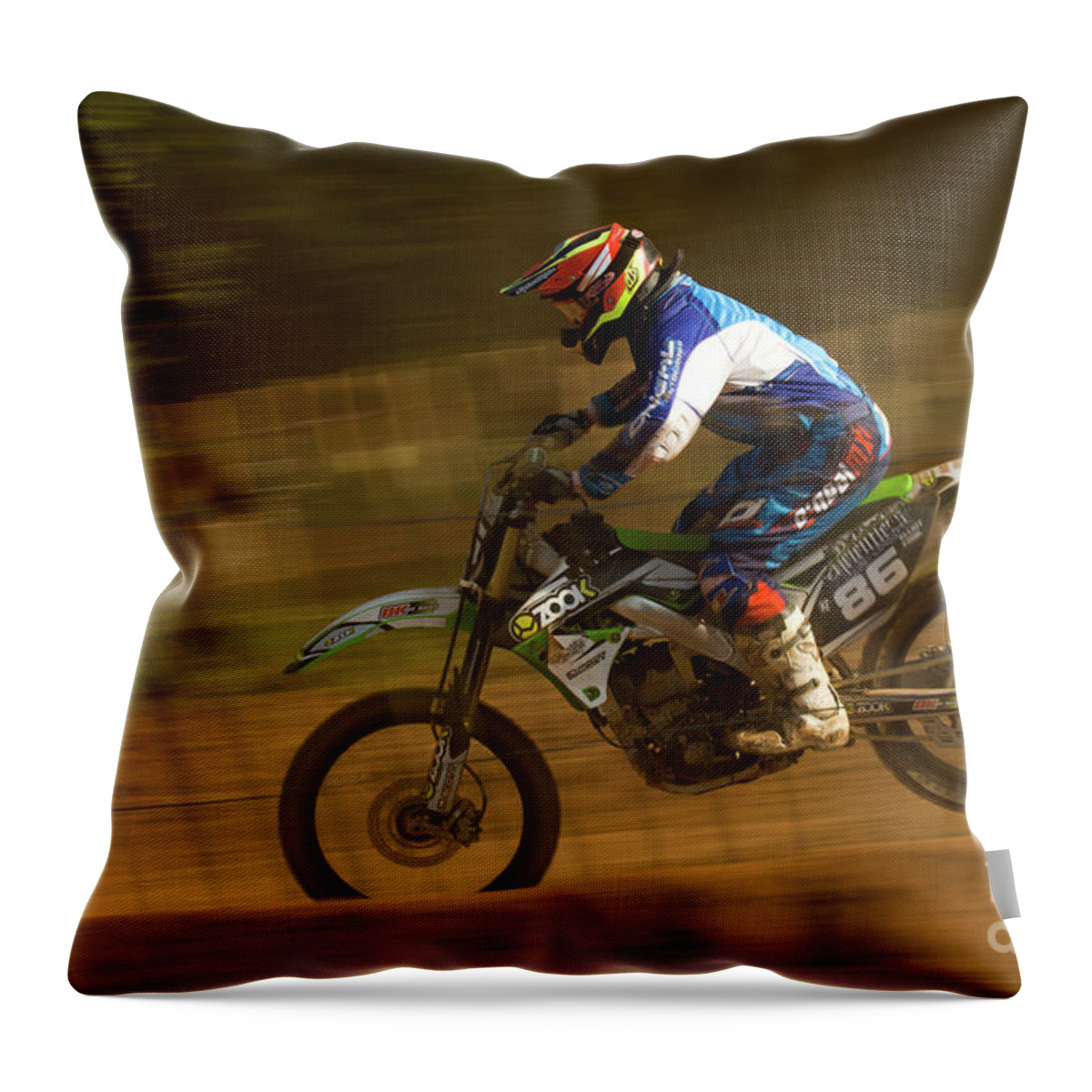  Throw Pillow featuring the photograph Motocross #1 by Ang El