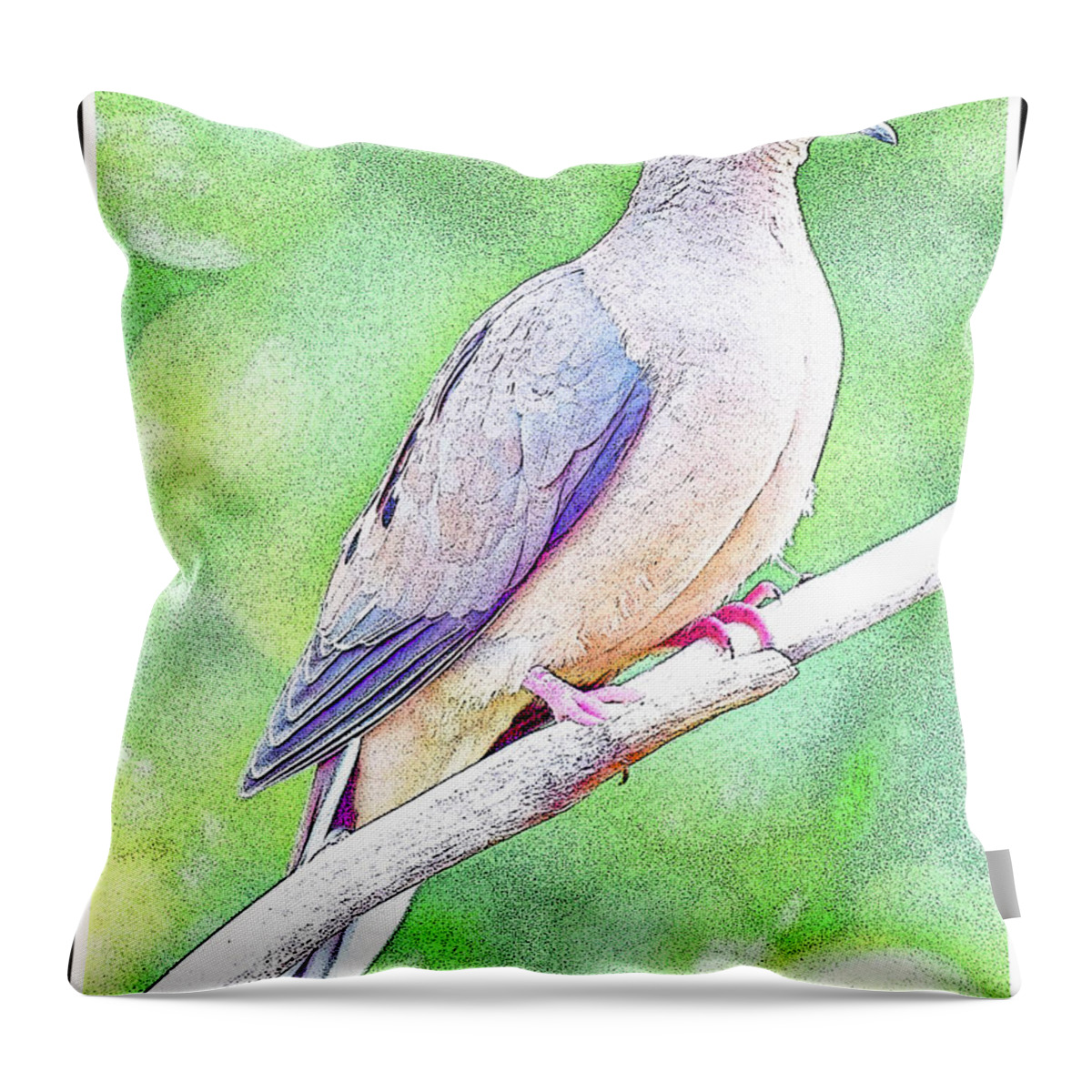 Vertebrate Animal Throw Pillow featuring the digital art Mourning Dove Digital Art #1 by A Macarthur Gurmankin