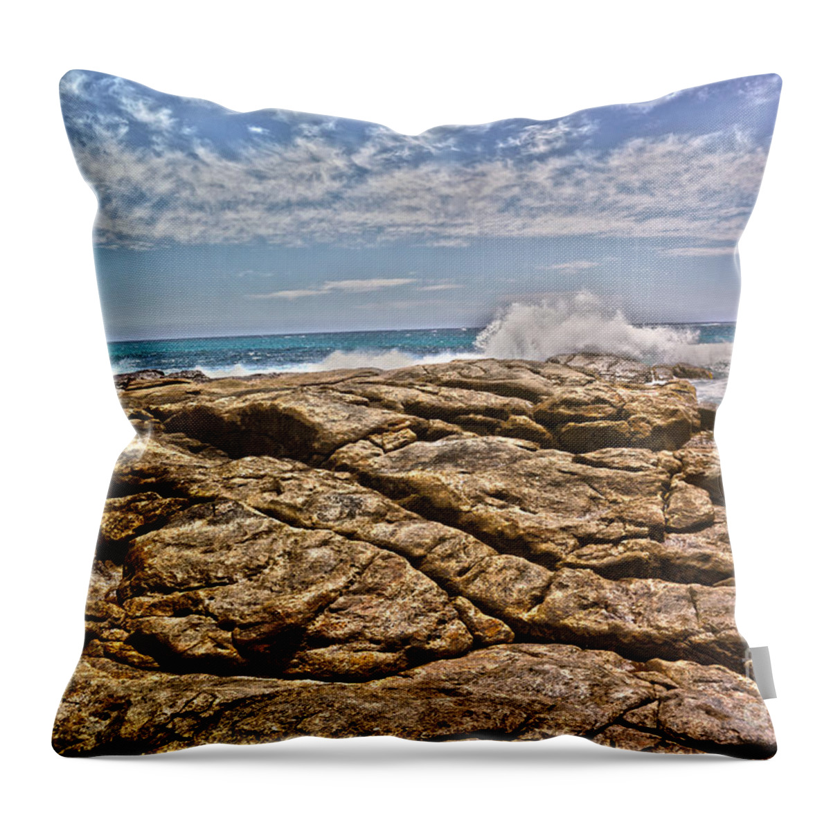 Hdr Throw Pillow featuring the photograph Mouth of Margaret River Beach II #1 by Cassandra Buckley