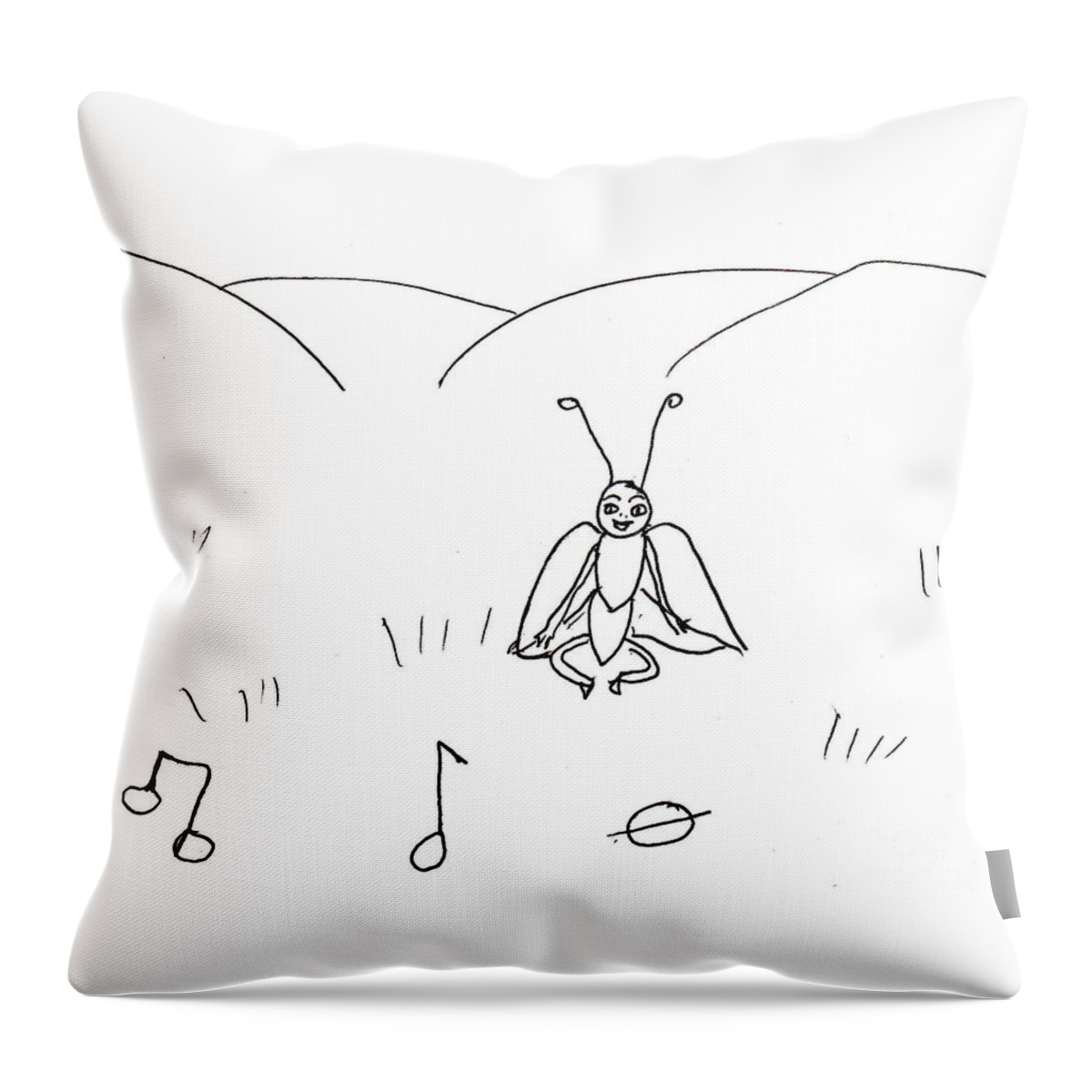 Line Drawings Throw Pillow featuring the drawing Musical Notes #1 by Sophia Landau