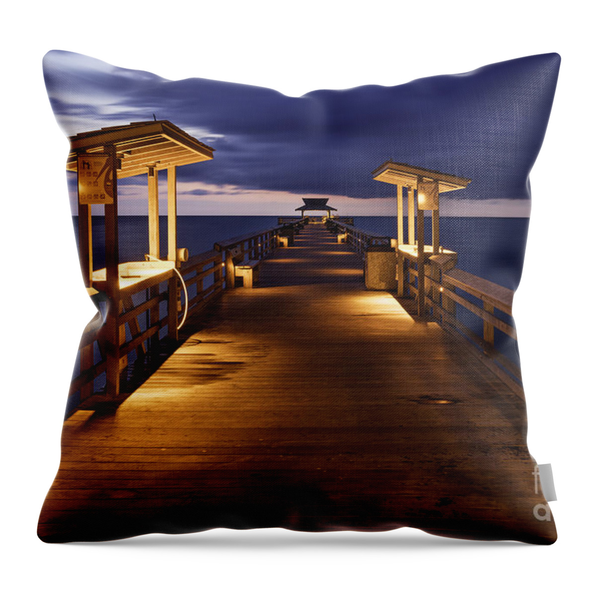 Naples Throw Pillow featuring the photograph Naples Pier Twilight #2 by Brian Jannsen