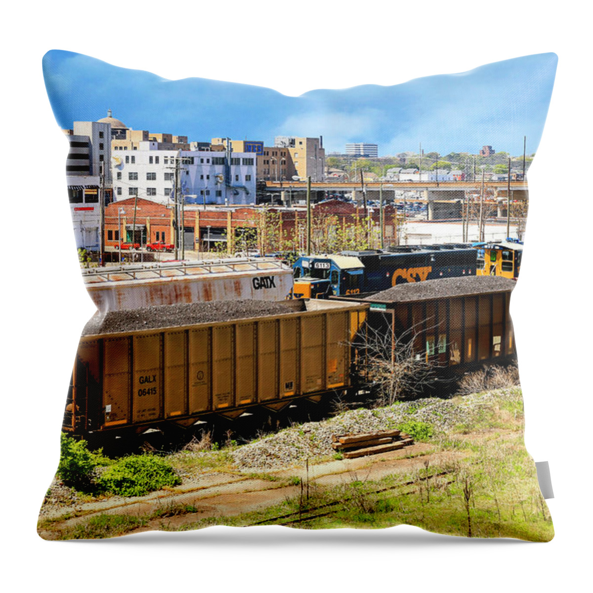 Coal Throw Pillow featuring the photograph Nashville Railyard #1 by Chris Smith
