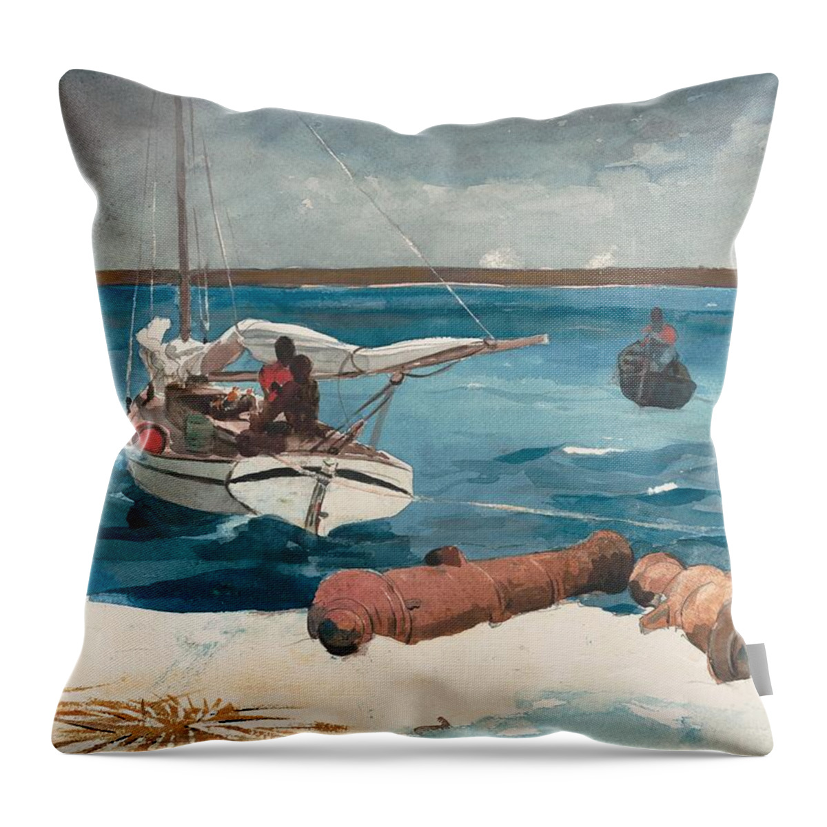 Winslow Homer Throw Pillow featuring the drawing Nassau #2 by Winslow Homer