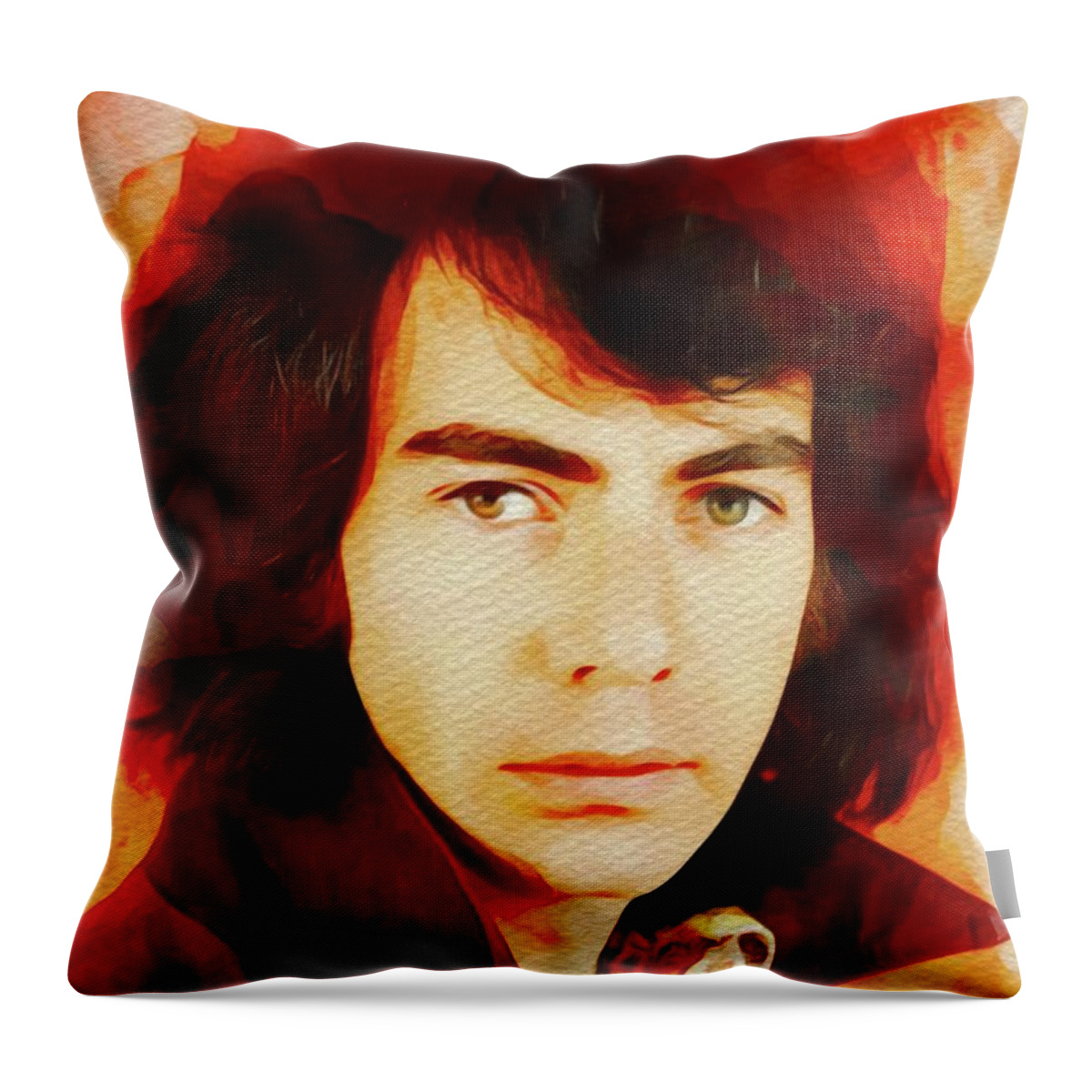Neil Throw Pillow featuring the painting Neil Diamond, Music Legend #1 by Esoterica Art Agency