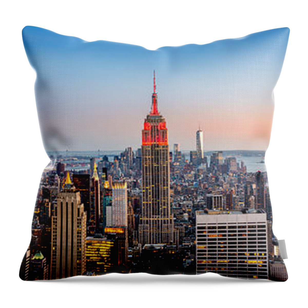 Aerial Throw Pillow featuring the photograph New York skyline panorama #1 by Mihai Andritoiu