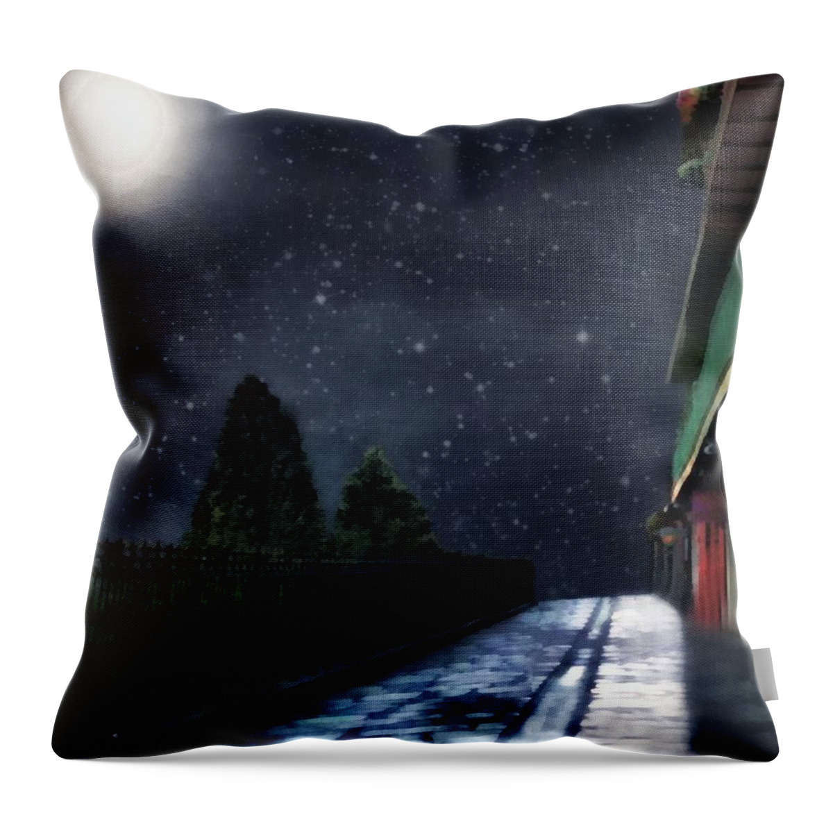 Landscape Throw Pillow featuring the painting Nightwalk #2 by RC DeWinter