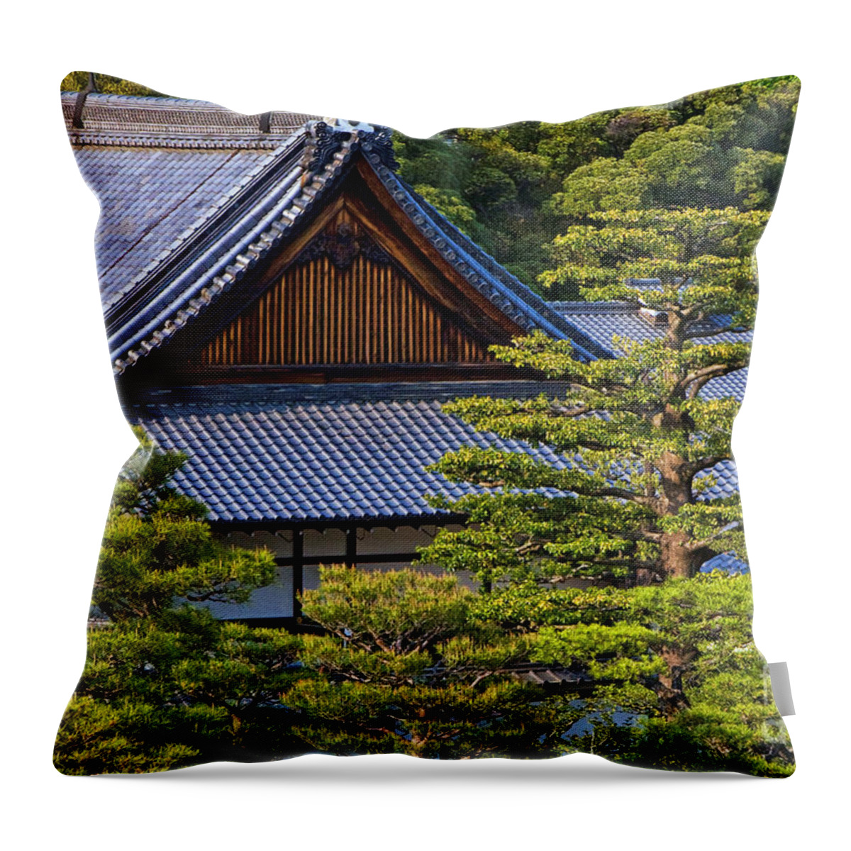 Japan Throw Pillow featuring the photograph Nijo Castle Gardens Kyoto Japan #1 by Waterdancer 
