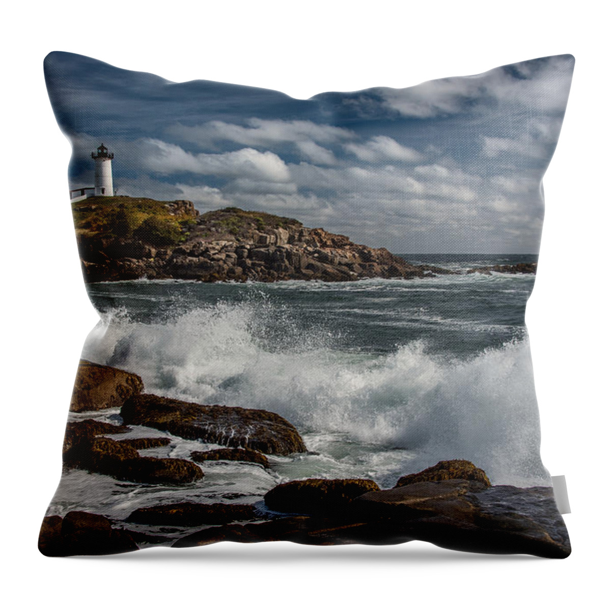 2015 Throw Pillow featuring the photograph Nubble Light #1 by Fred LeBlanc