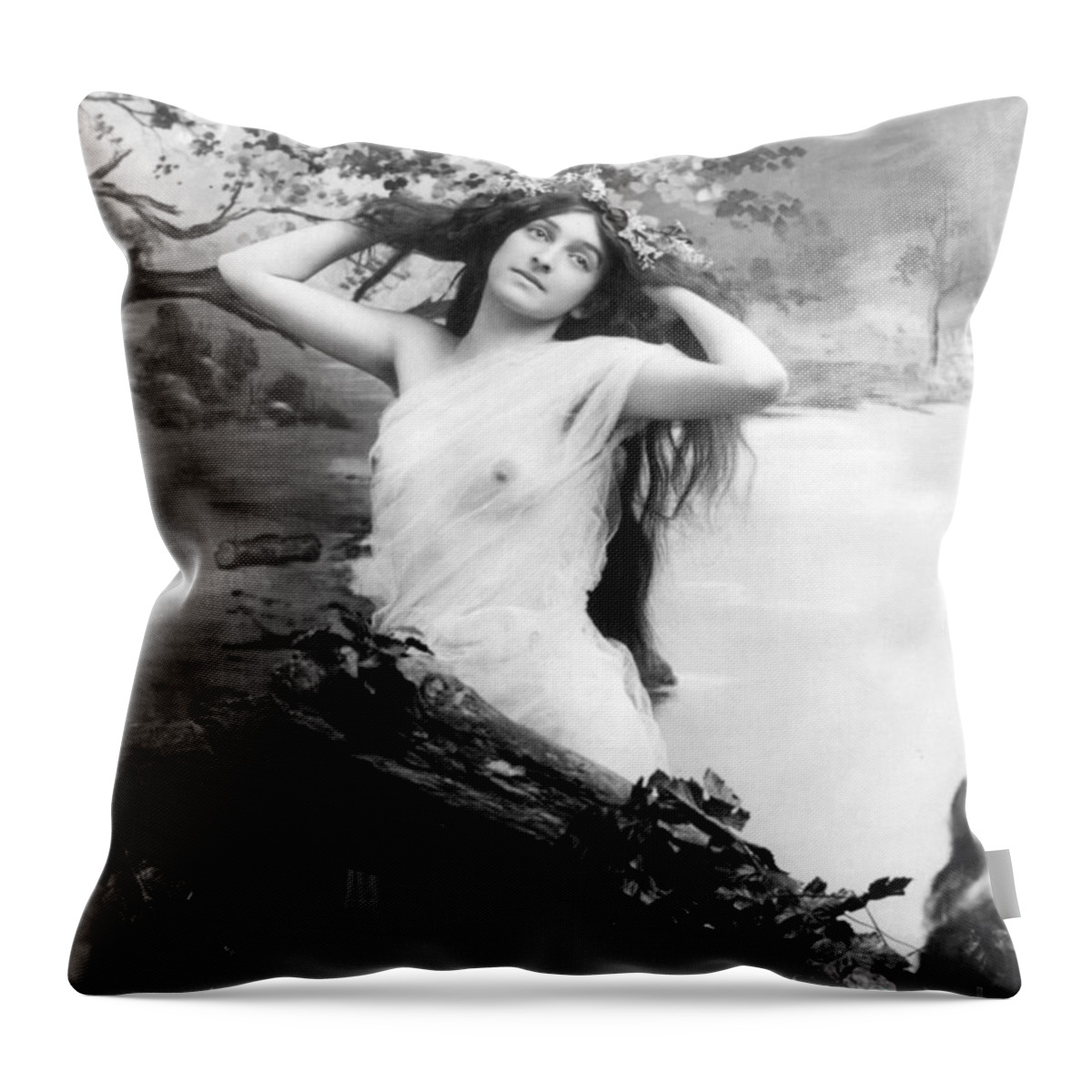 Erotica Throw Pillow featuring the photograph Nude Model, 1903 #1 by Science Source