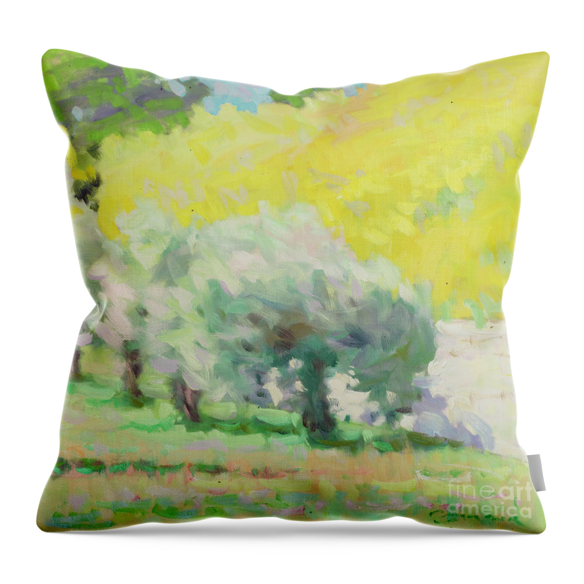 Fresia Throw Pillow featuring the painting Ode to Yellow #1 by Jerry Fresia